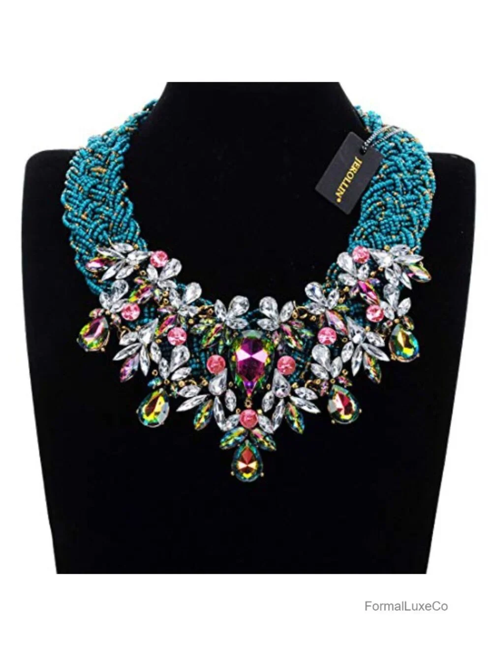 Simulated Pearl Body Statement Bib Necklace, Fashion Choker Necklace